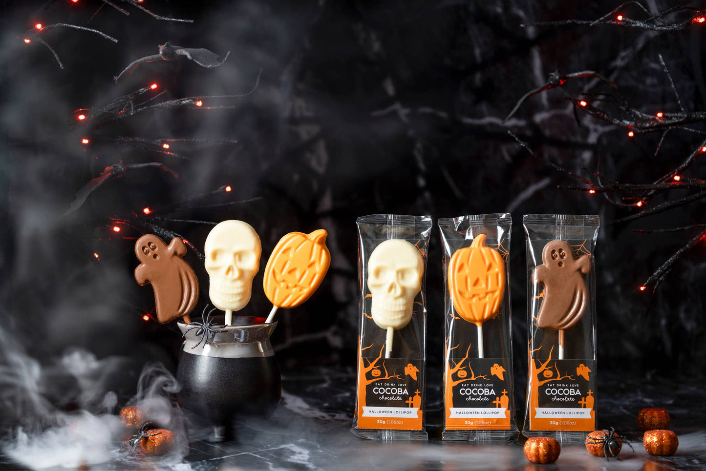 Halloween Chocolate Lollipops - Ghost, Skull & Pumpkin