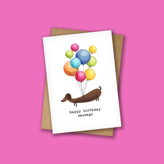 HAPPY BIRTHDAY SAUSAGE BALLOONS CARD