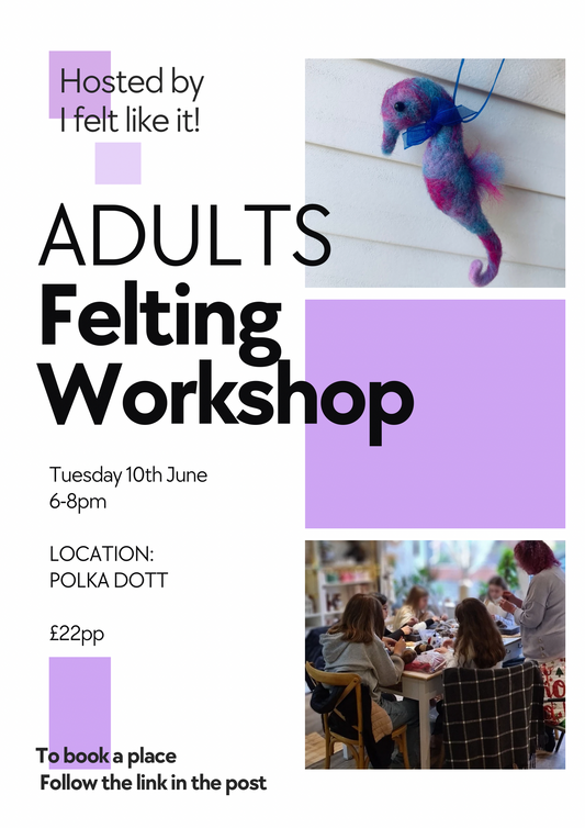 Adults Felting Workshop 10th June 6pm - 8pm