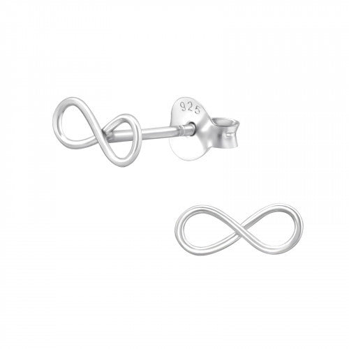 Infinity - 925 Sterling Silver Plain Ear Studs