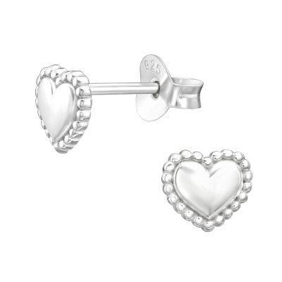 Hearts - 925 Sterling Silver Plain Ear Studs