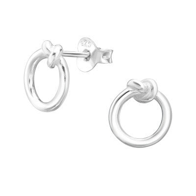 Circle Knot - 925 Sterling Silver Plain Ear Studs