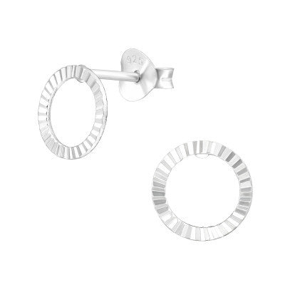 Circle - 925 Sterling Silver Plain Ear Studs