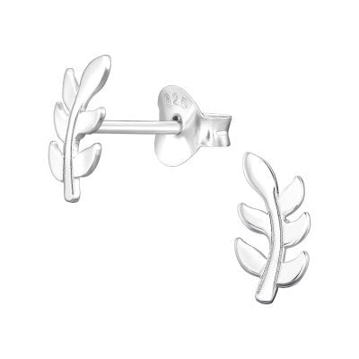 Laser Cut Leaf - 925 Sterling Silver Plain Ear Studs