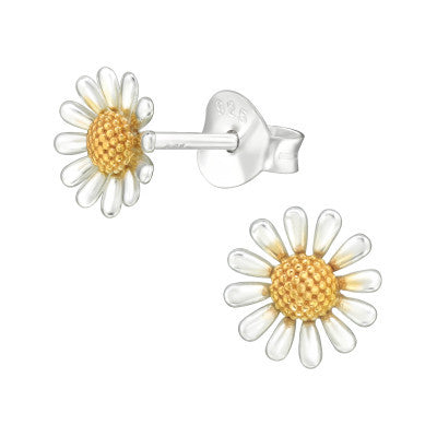 Flower - 925 Sterling Silver Plain Ear Studs