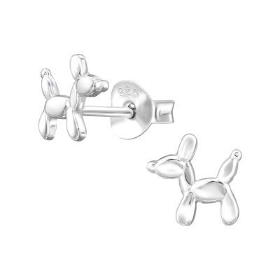 Dog - 925 Sterling Silver Plain Ear Studs