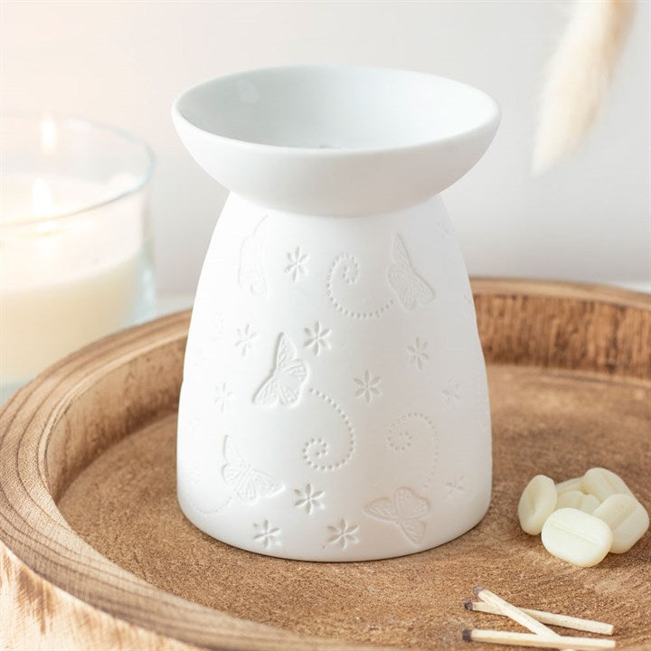 WHITE CERAMIC BUTTERFLY OIL BURNER