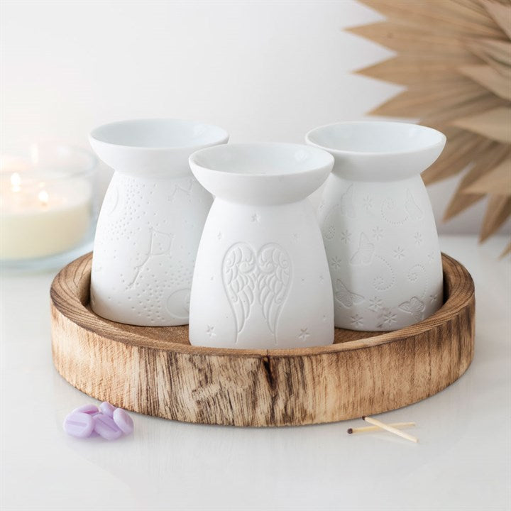 WHITE CERAMIC BUTTERFLY OIL BURNER