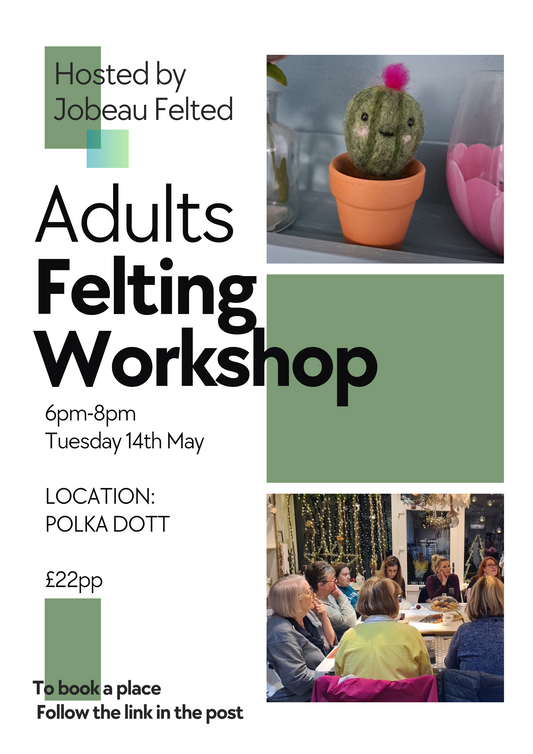 Adults Felting Workshop 14th May 6pm - 8pm