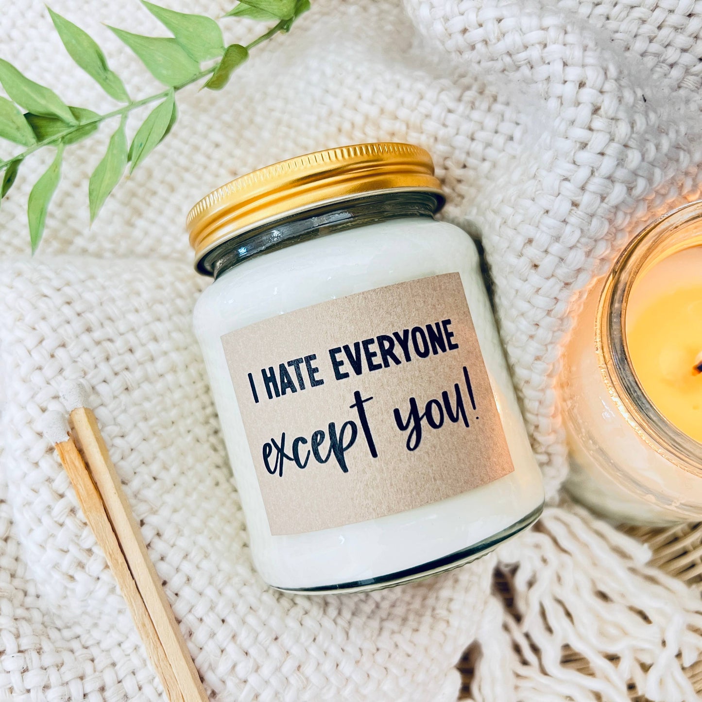 I hate everyone except you handmade soy scented candle : Coconut Milk and Sea Salt