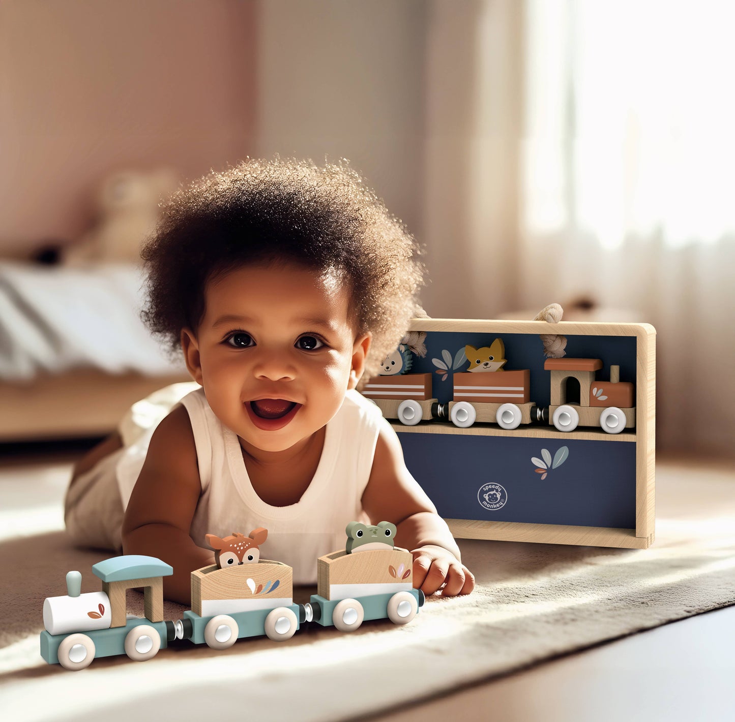 Speedy Monkey Trains set / display case