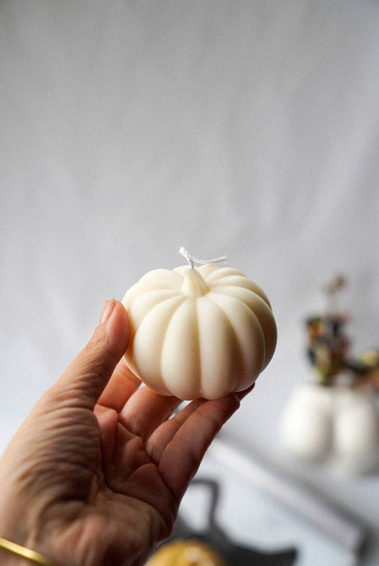 Mystic Shadows Pumpkin, Halloween SoyWax Candle, AutumnDecor: Ivory / Baked Apple