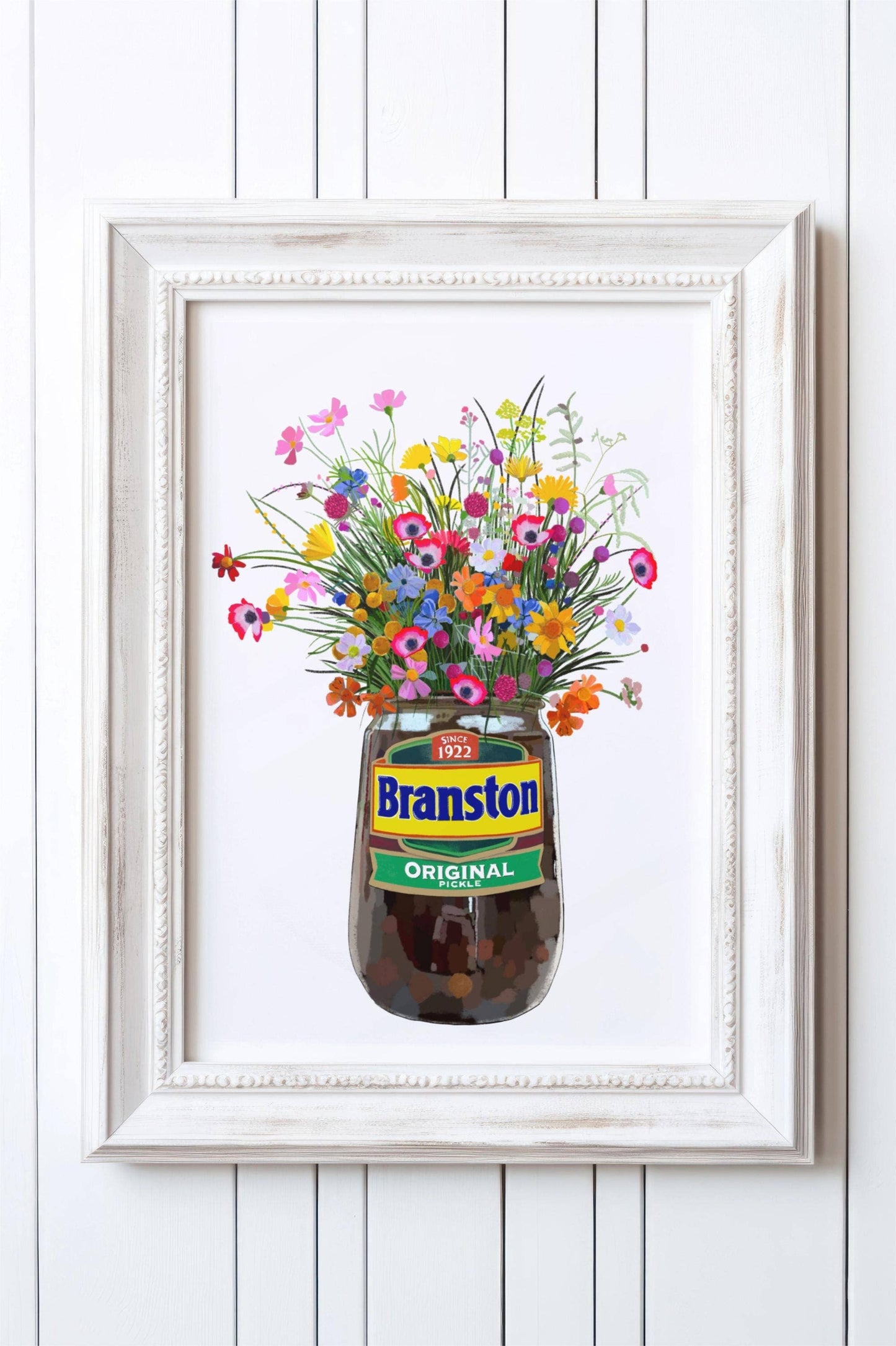 Branston Pickle and wild flowers Kitchen Art Print: A4