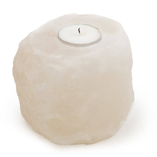 White Himalayan Salt Rock Tealight Holder