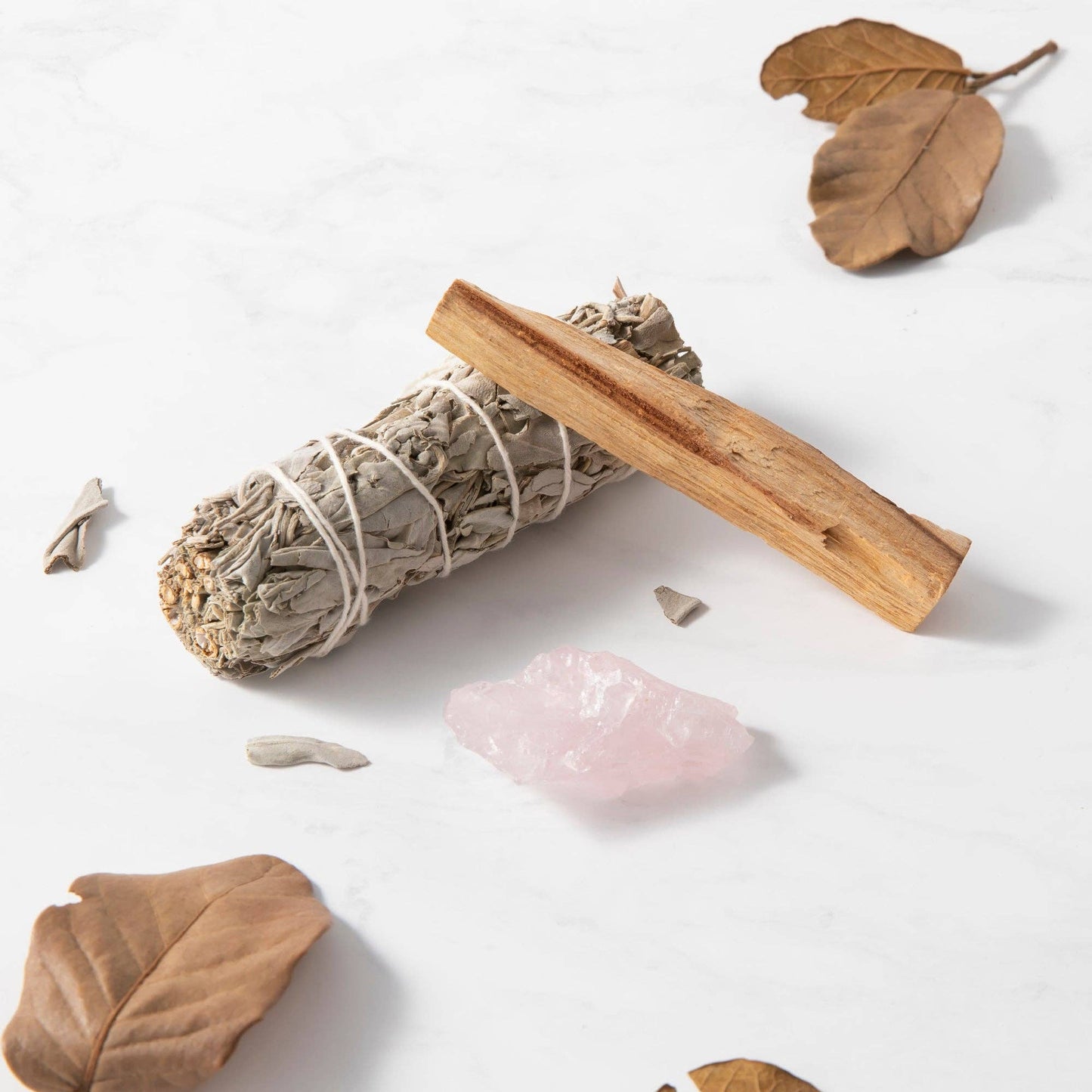 Smudge Ritual Set – Cleanse, Protect & Invite Positive Energy: Rose Quartz