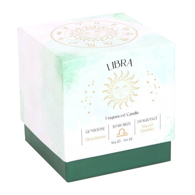 Libra Sweet Jasmine Zodiac Crystal Candle