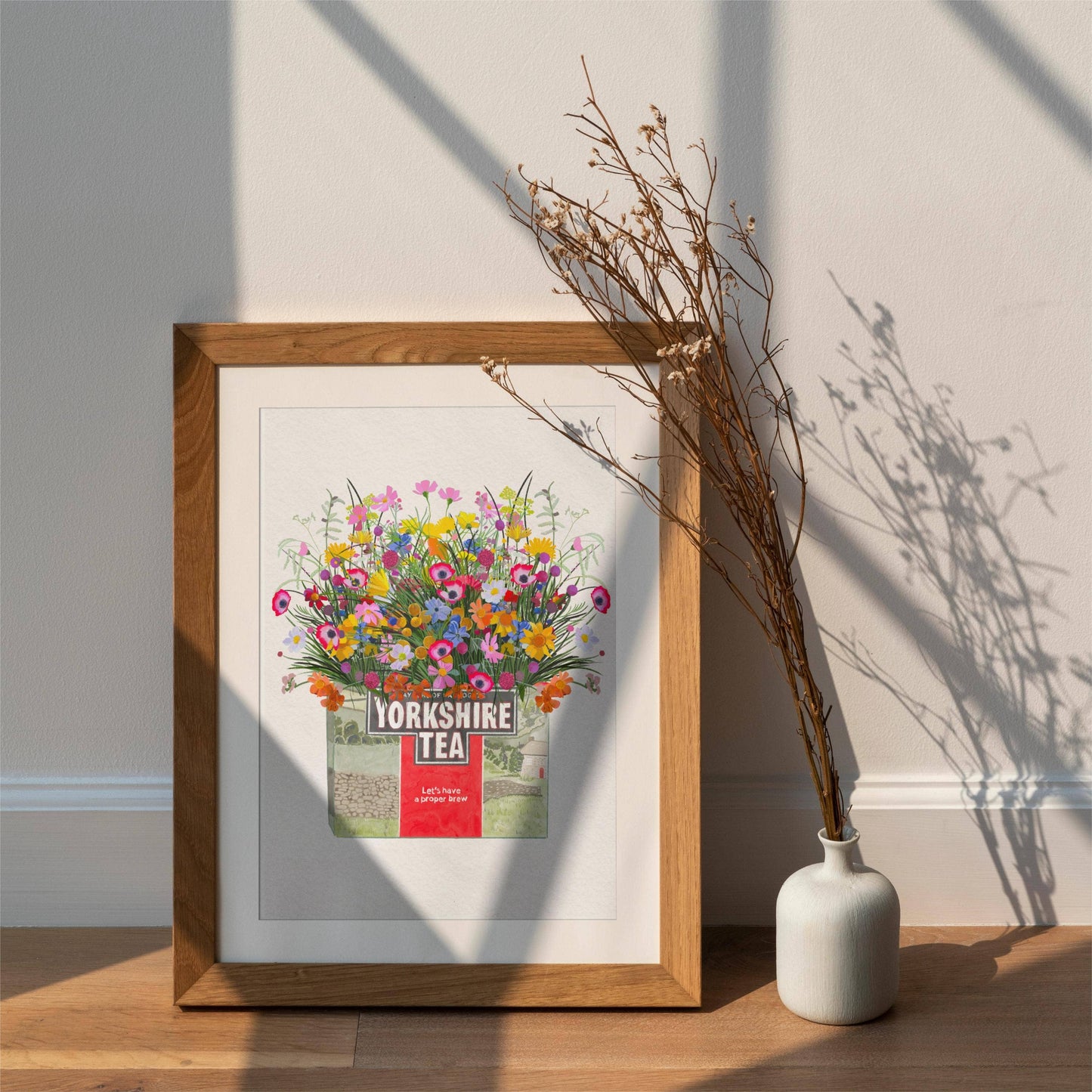 Yorkshire Tea And Wild Flowers Print: A4