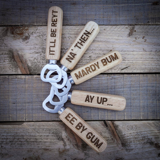 Yorkshire Dialect Wooden Handle Bottle Opener: NA' THEN
