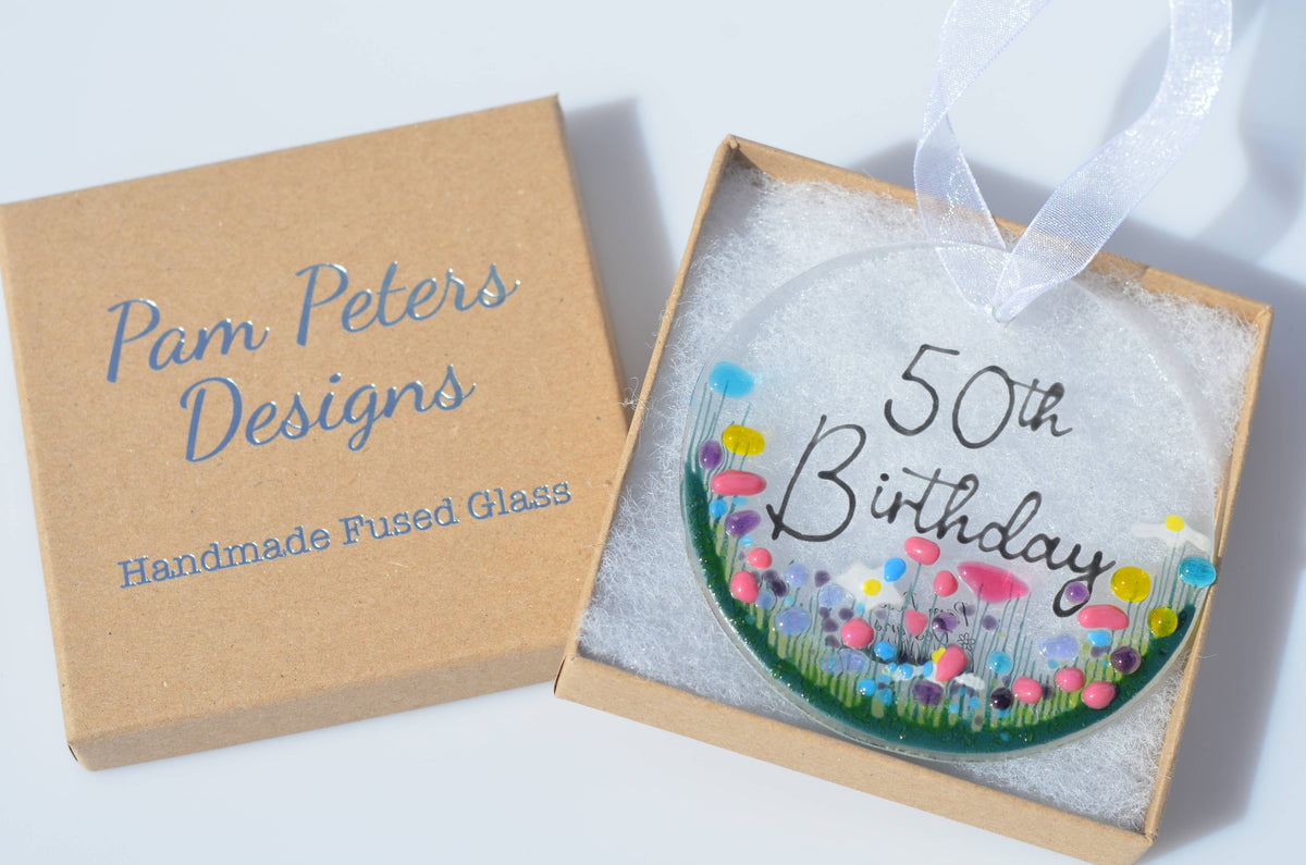 Milestone Birthday Handmade Fused Glass Hanging Decoration '18th Birthday'