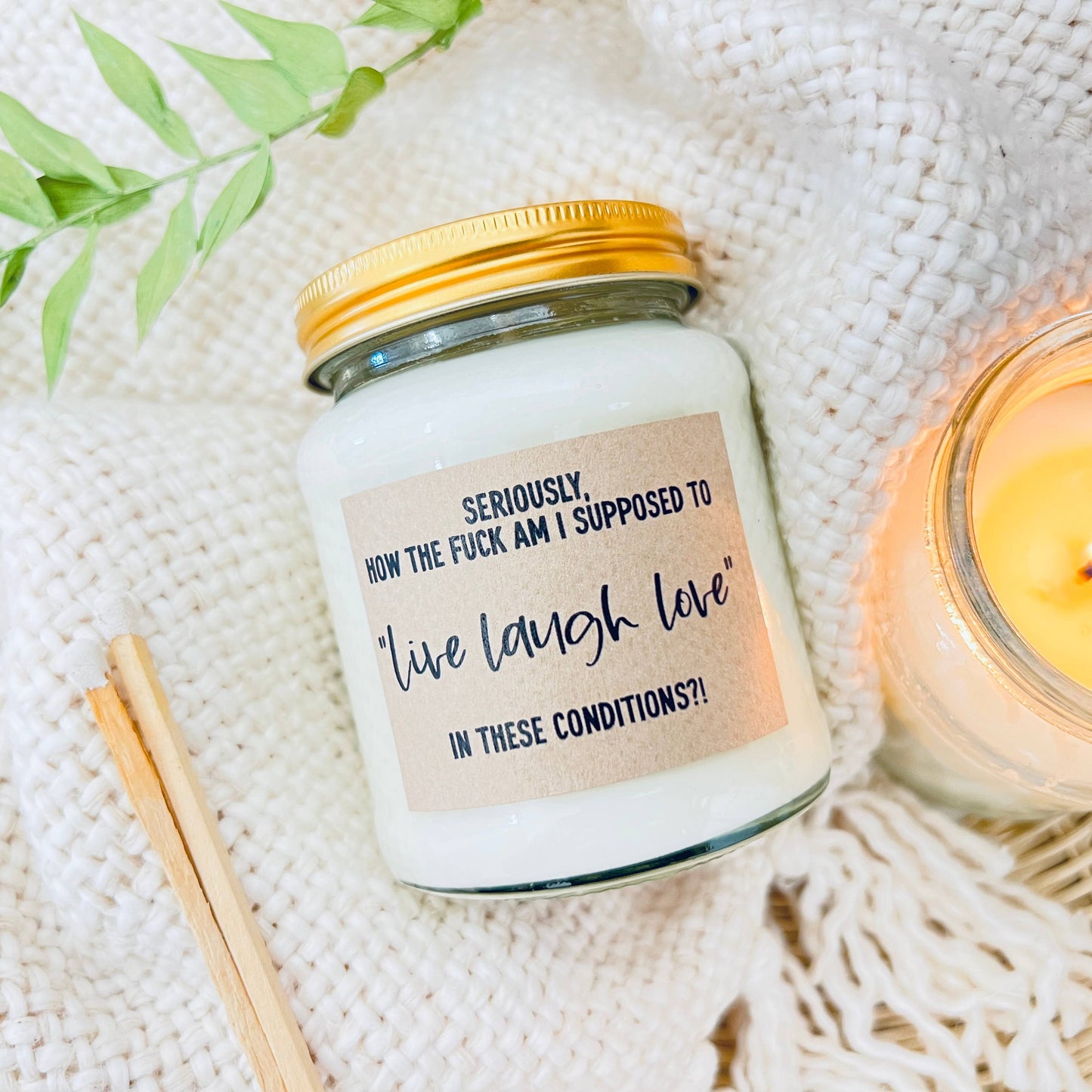 Live Laugh Love soy scented candle: Coconut Milk and Sea Salt