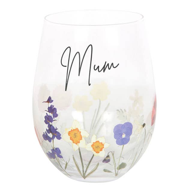 Mum Wildflower Mother's Day Stemless Wine Glass