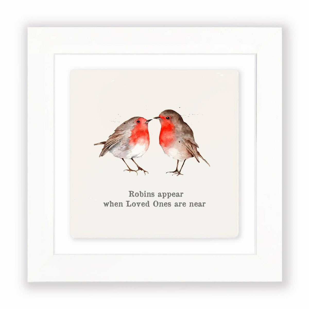 Ceramic Framed Tile – Robin Bird Print With Wooden Frame | Small Wall Art Gift