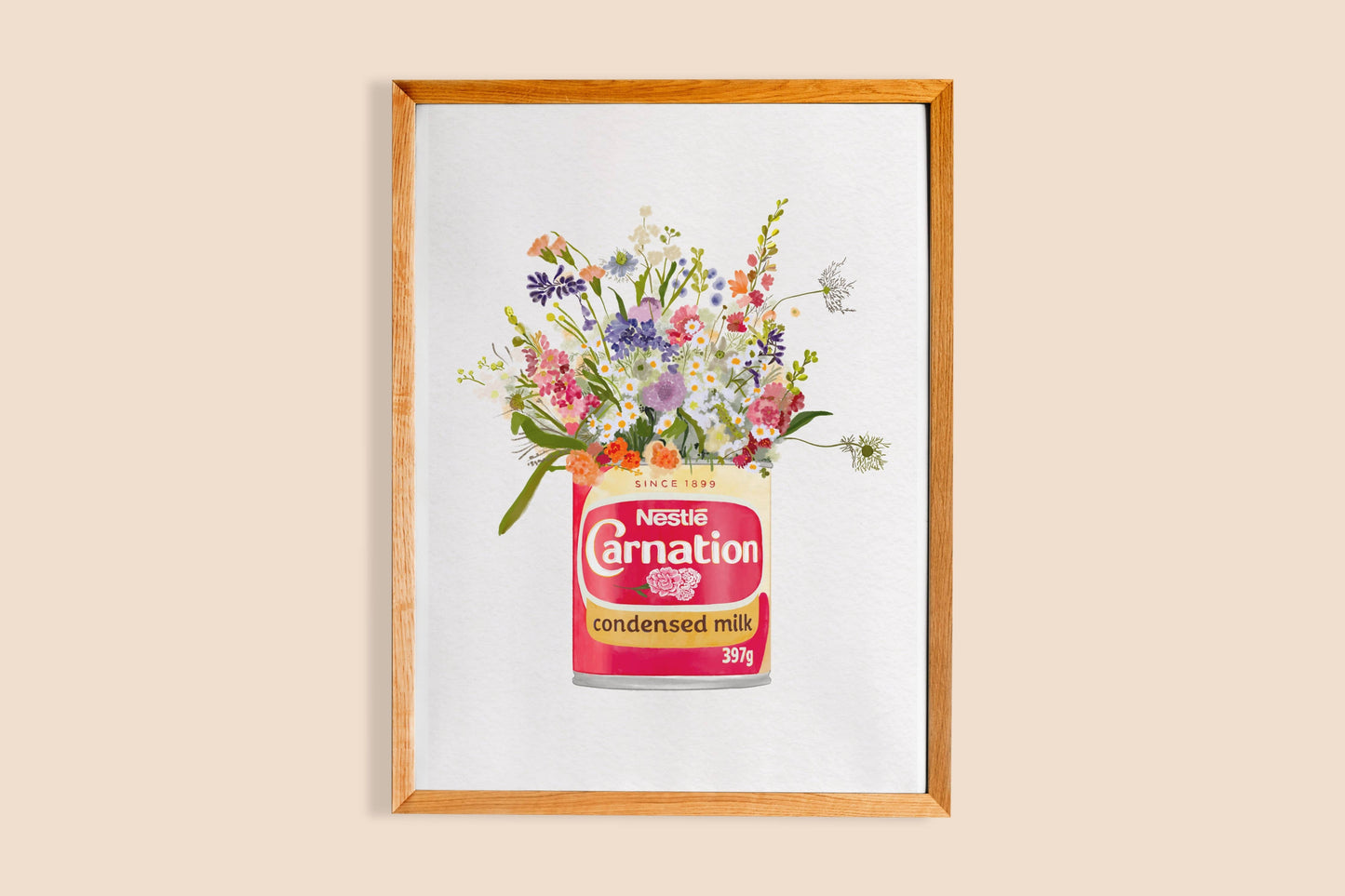 Condensed Milk With Wild Flowers Art Print: A4
