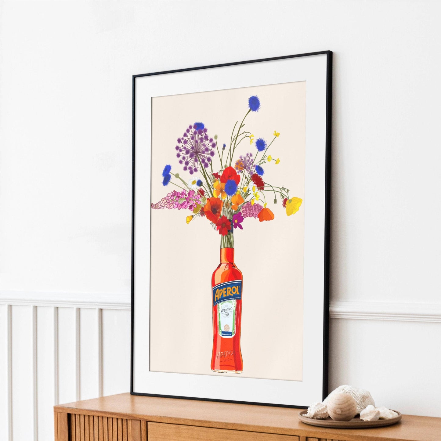 Aperol Bottle with Colourful Wildflowers: Lightest Cinnamon / A4