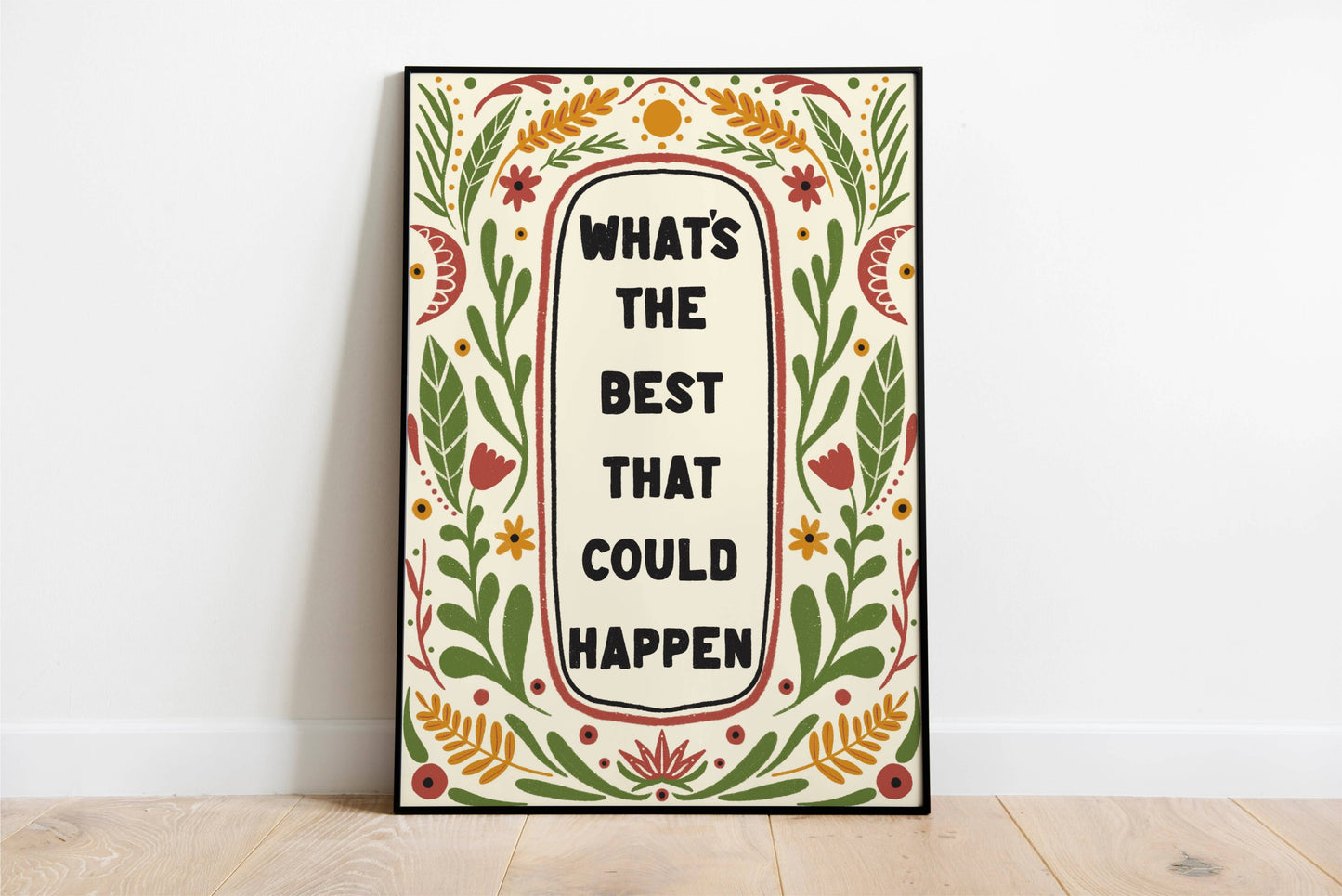 Unframed "What's the best that could happen" Hand Drawn Art print/poster: A4