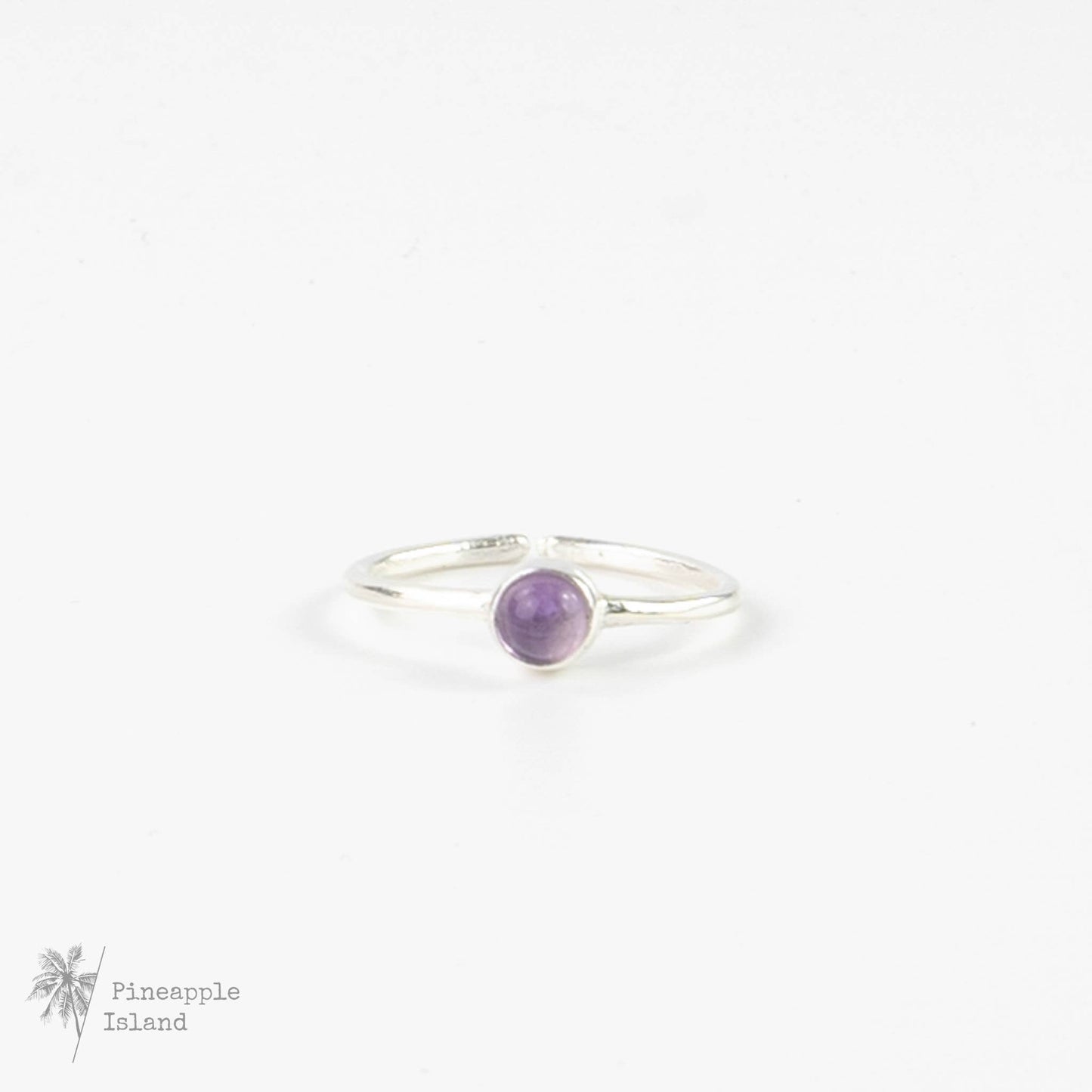 Purple Gemstone Adjustable Ring, Silver Plated