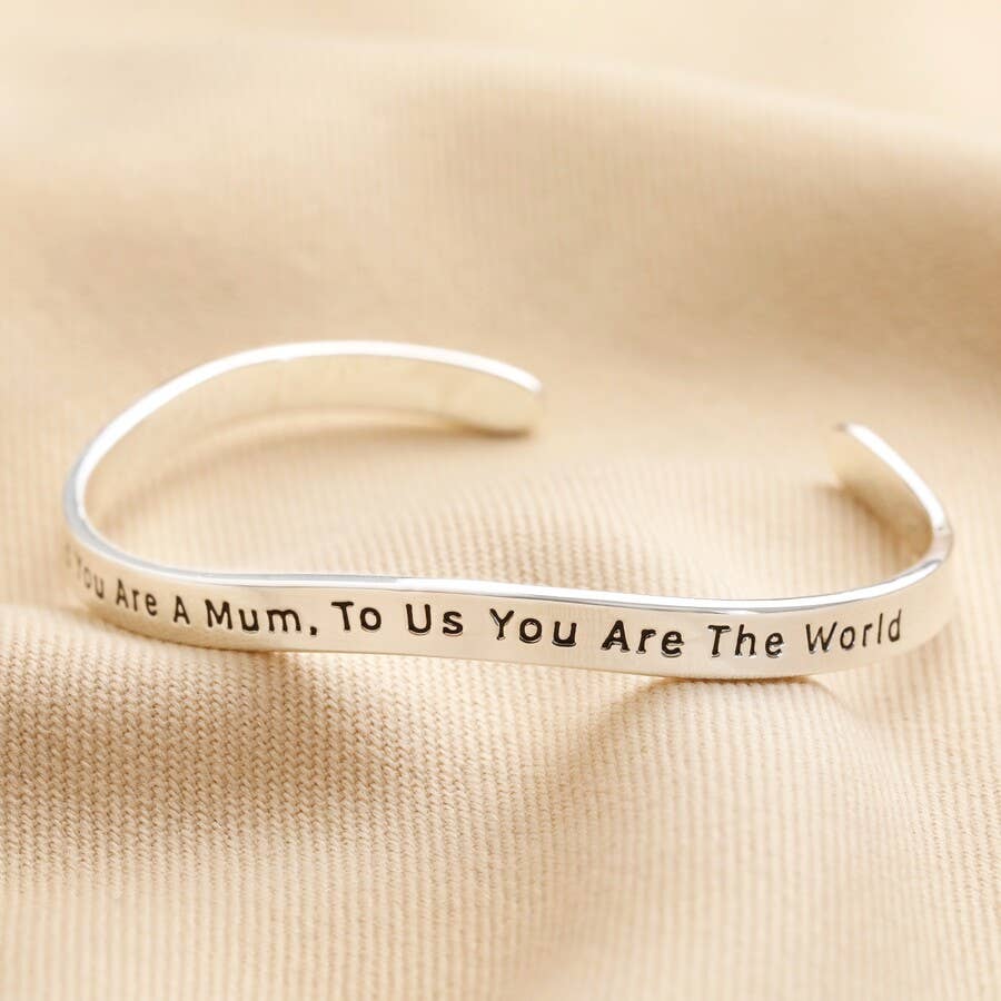 Adjustable Organic Meaningful Bangle Mum Silver