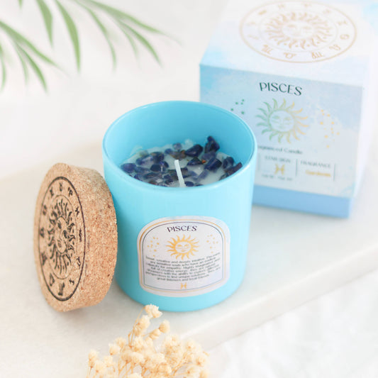 Pisces Gardenia Zodiac Crystal Candle