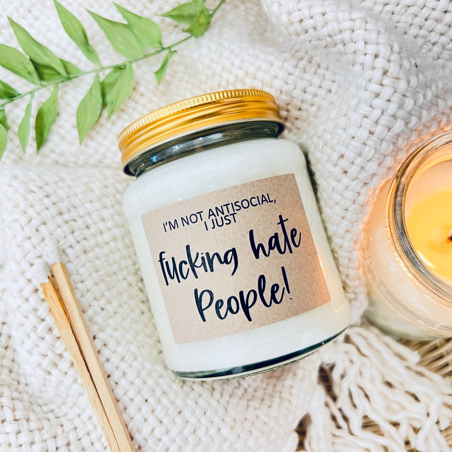 Fucking hate people handmade soy scented candle : Coconut Milk and Sea Salt