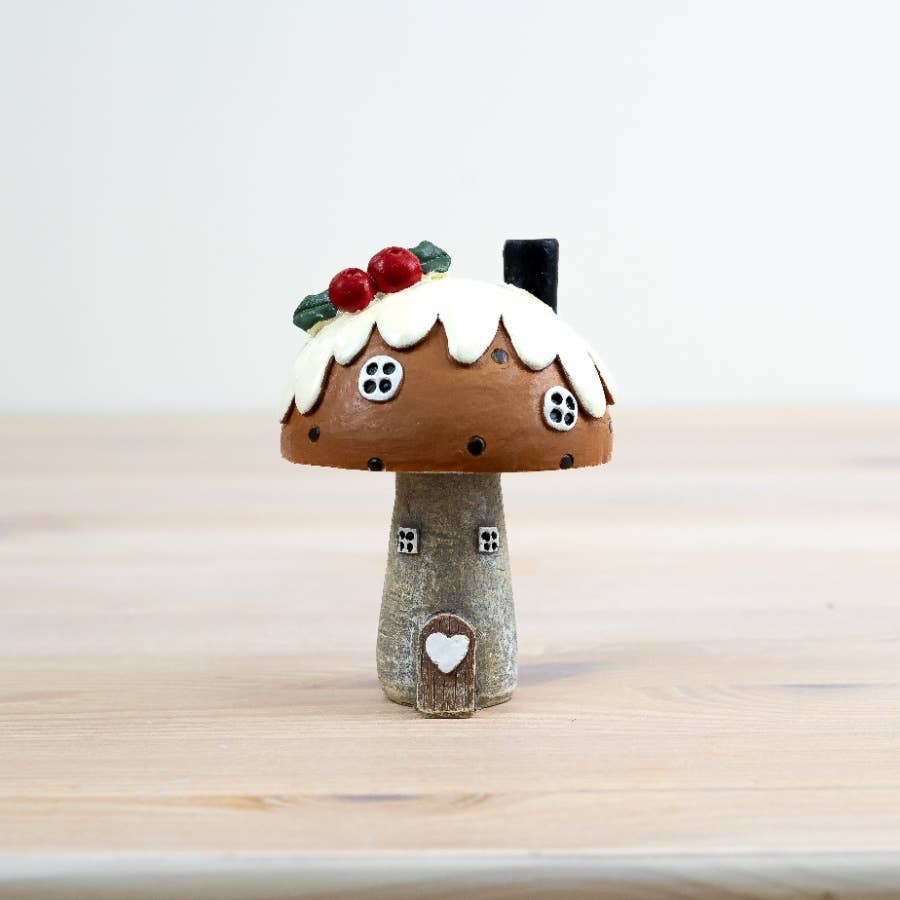 Xmas Pudding Roof House Deco, 10cm