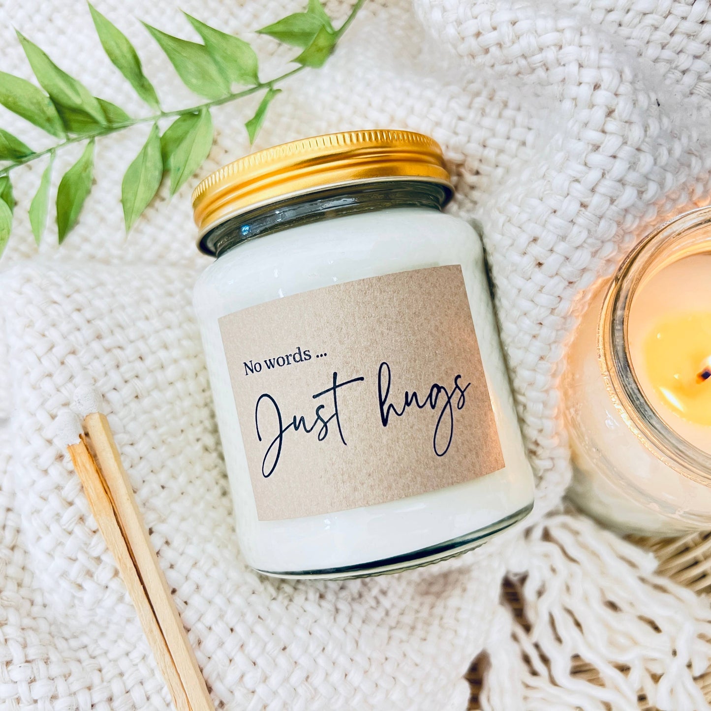 No words just hugs handmade soy scented candle: Coconut Milk and Sea Salt