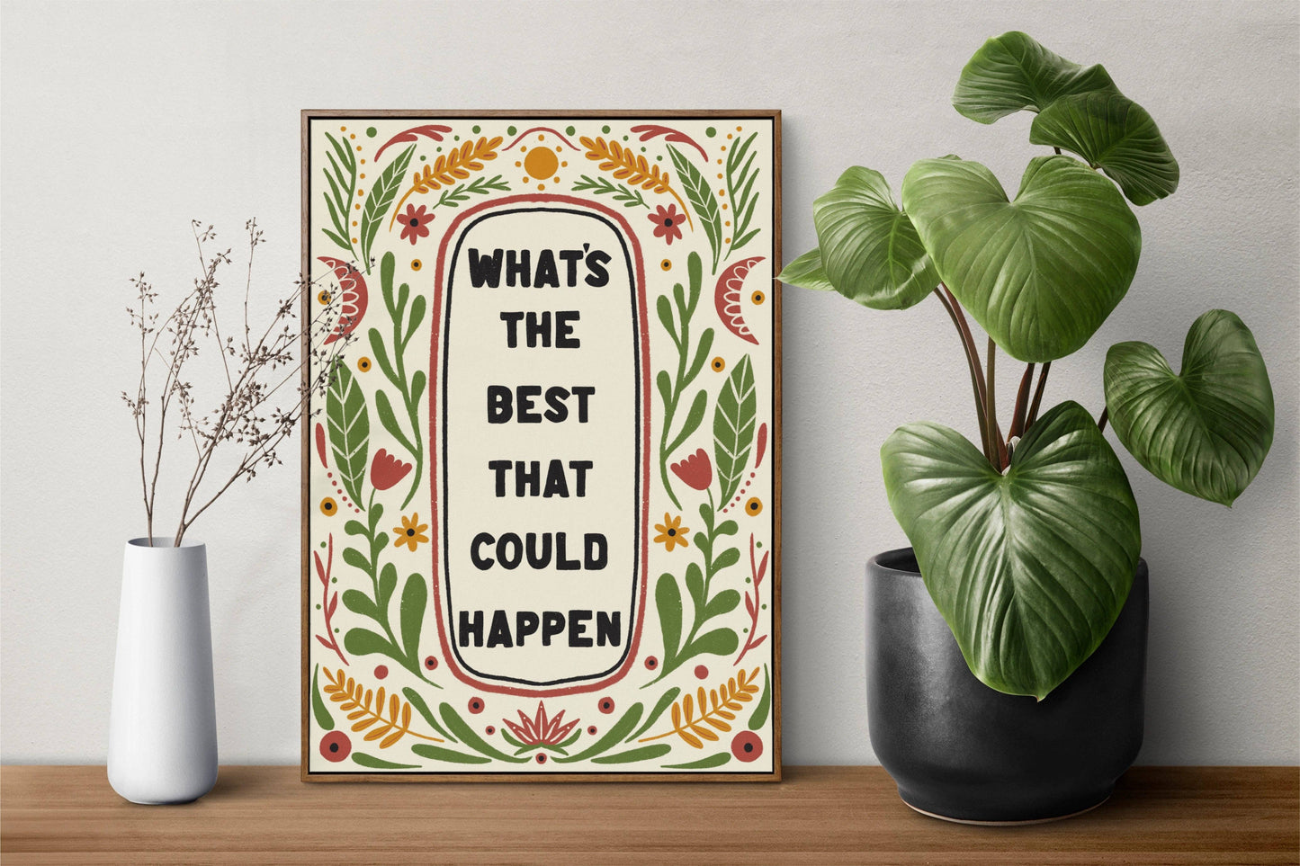 Unframed "What's the best that could happen" Hand Drawn Art print/poster: A4