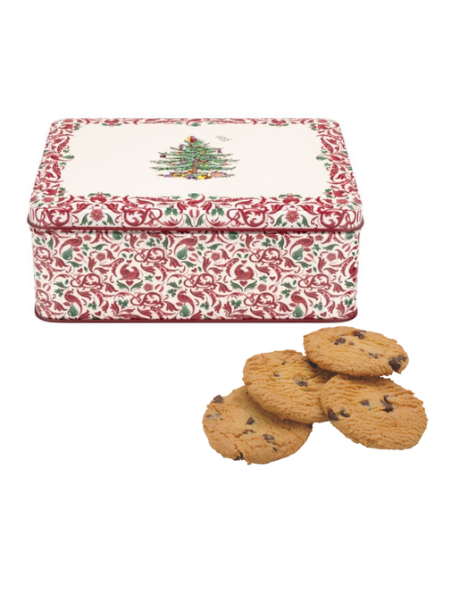 Spode Christmas Tree Deep Rectangular Tin with Biscuits