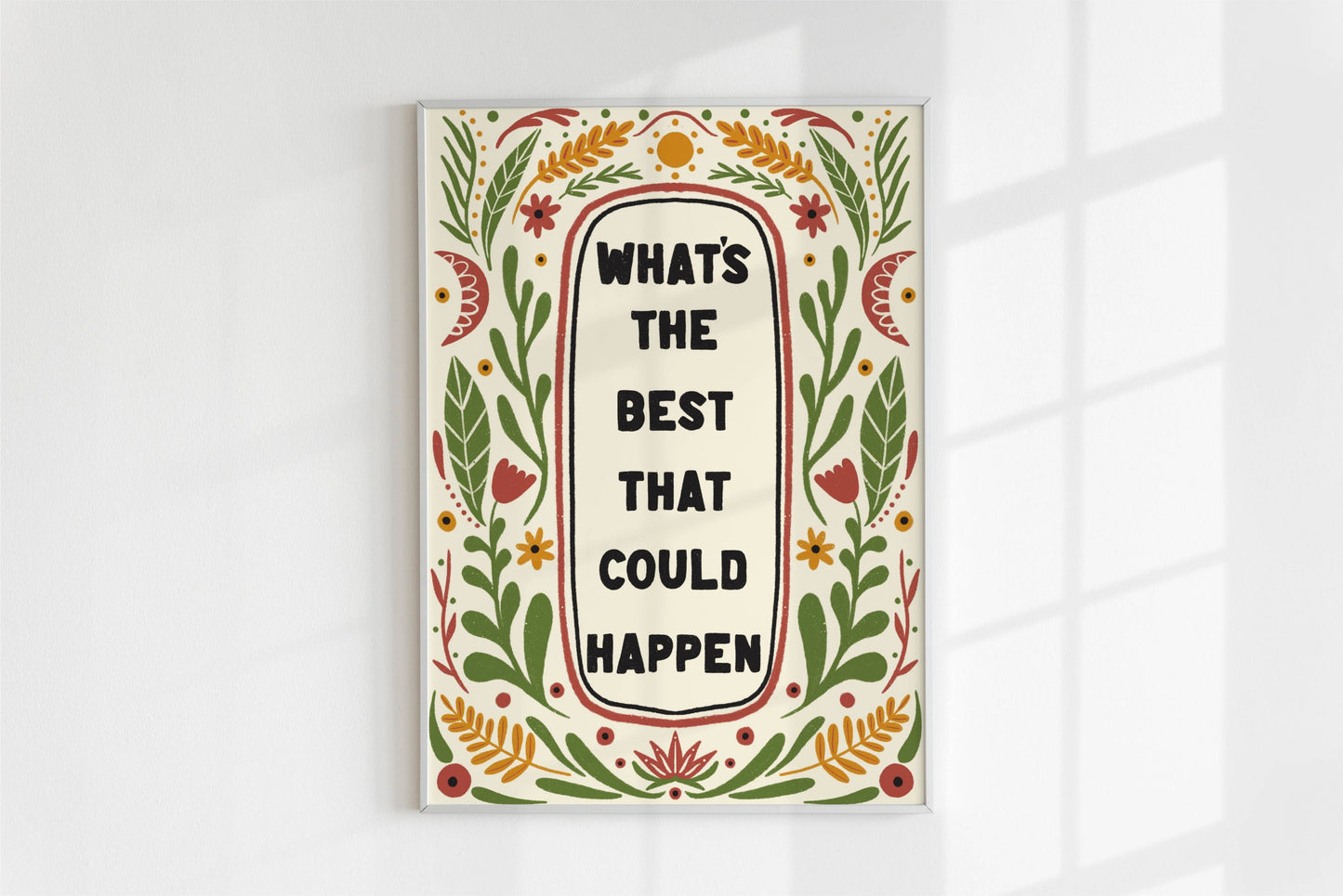 Unframed "What's the best that could happen" Hand Drawn Art print/poster: A4