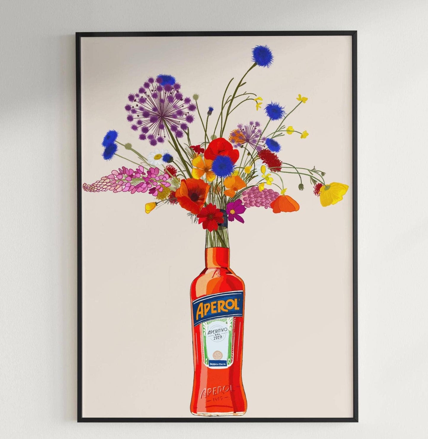 Aperol Bottle with Colourful Wildflowers: Lightest Cinnamon / A4
