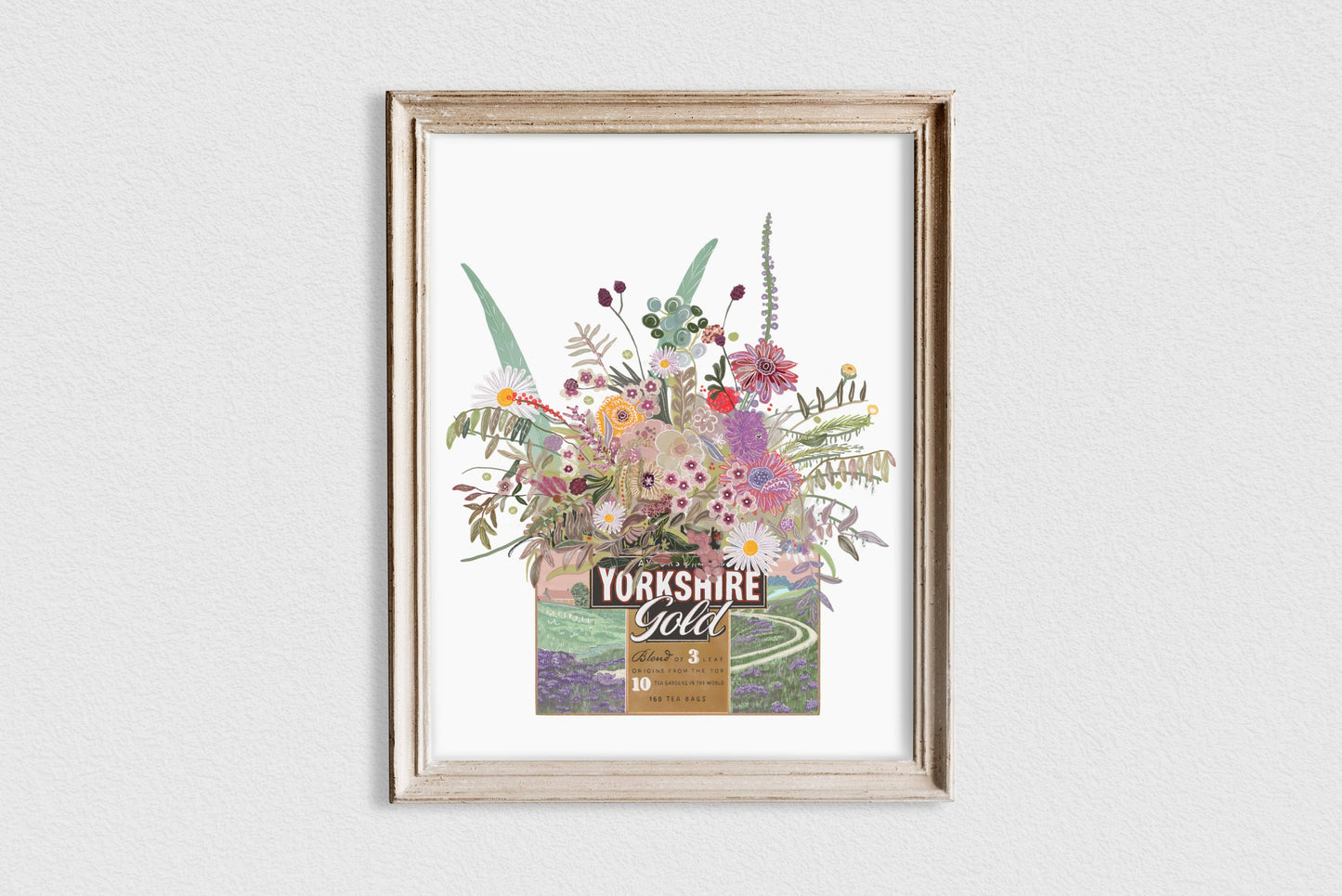Unframed Yorkshire Gold and Wild flowers Art Print: A4