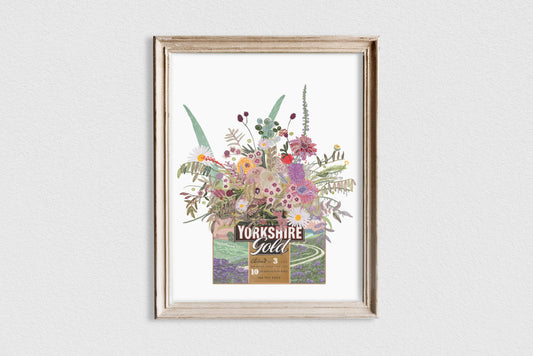 Unframed Yorkshire Gold and Wild flowers Art Print: A4