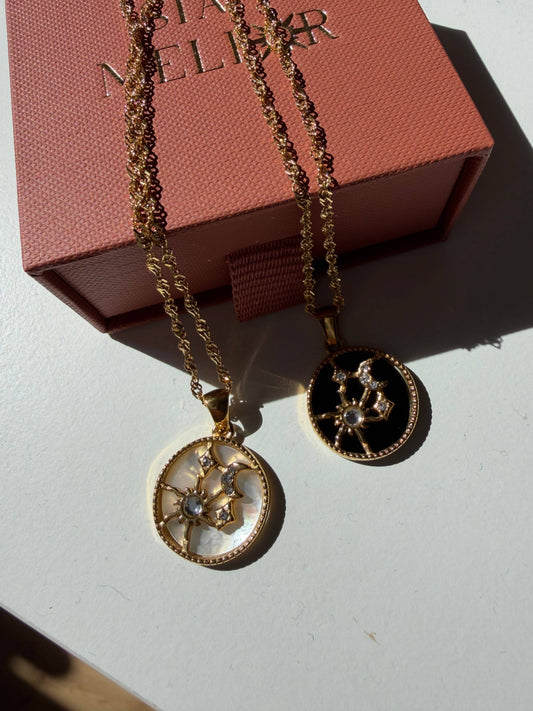 Celestial disc necklace black or white : Black