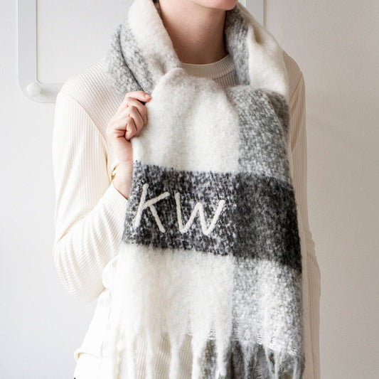 Chunky Neutral Blanket Scarf: Monochrome