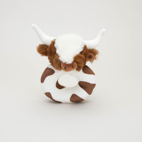 Texas Longhorn Brown Highland Cow Baby Rattle & Pop up box