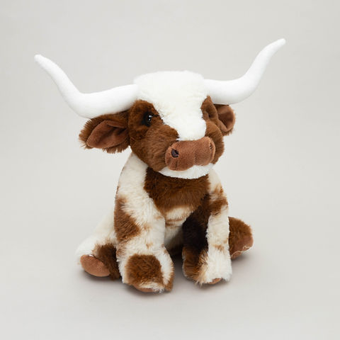 Small Texas Longhorn Brown Cream Highland Coo Cow - 18cm