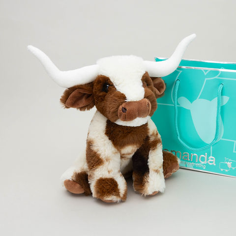 Small Texas Longhorn Brown Cream Highland Coo Cow - 18cm