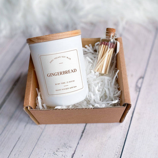 Scented candle with wooden lid Christmas home decor Gift: White with wooden lid / Gingerbread