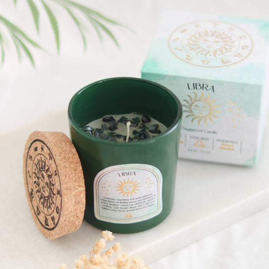 Libra Sweet Jasmine Zodiac Crystal Candle