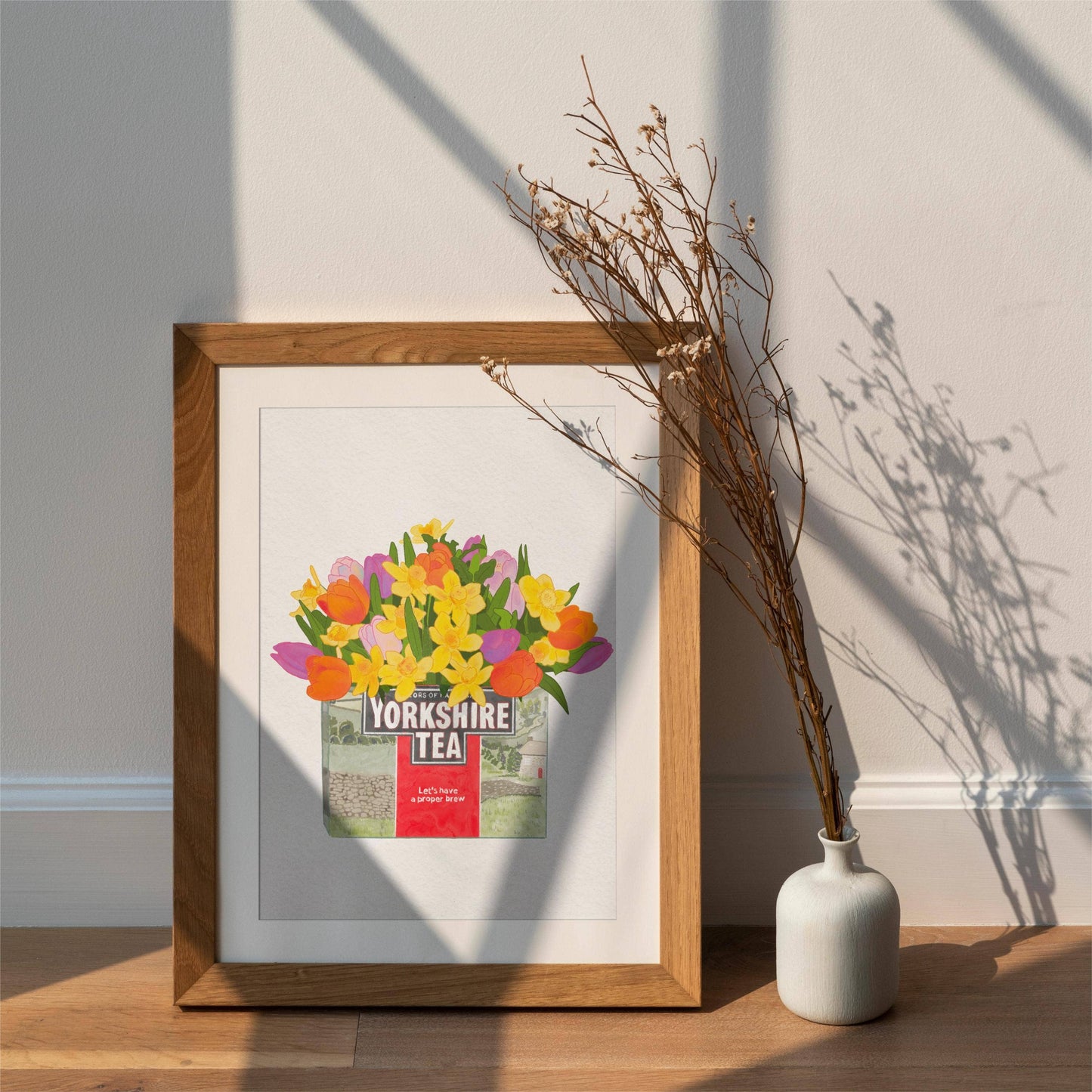 Yorkshire Tea, Tulips and Daffodils Kitchen Art Print/Poster: A4
