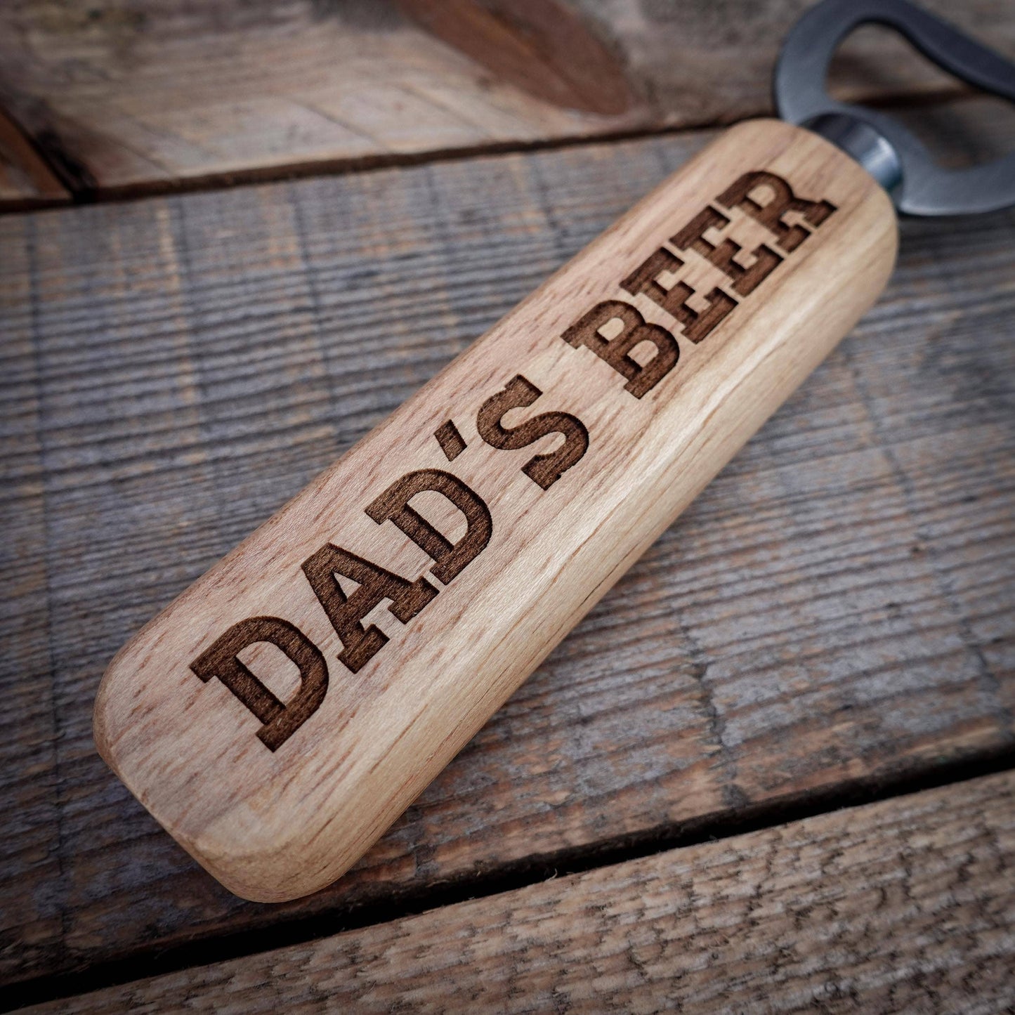 Dad's Beer Wooden Handle Bottle Opener